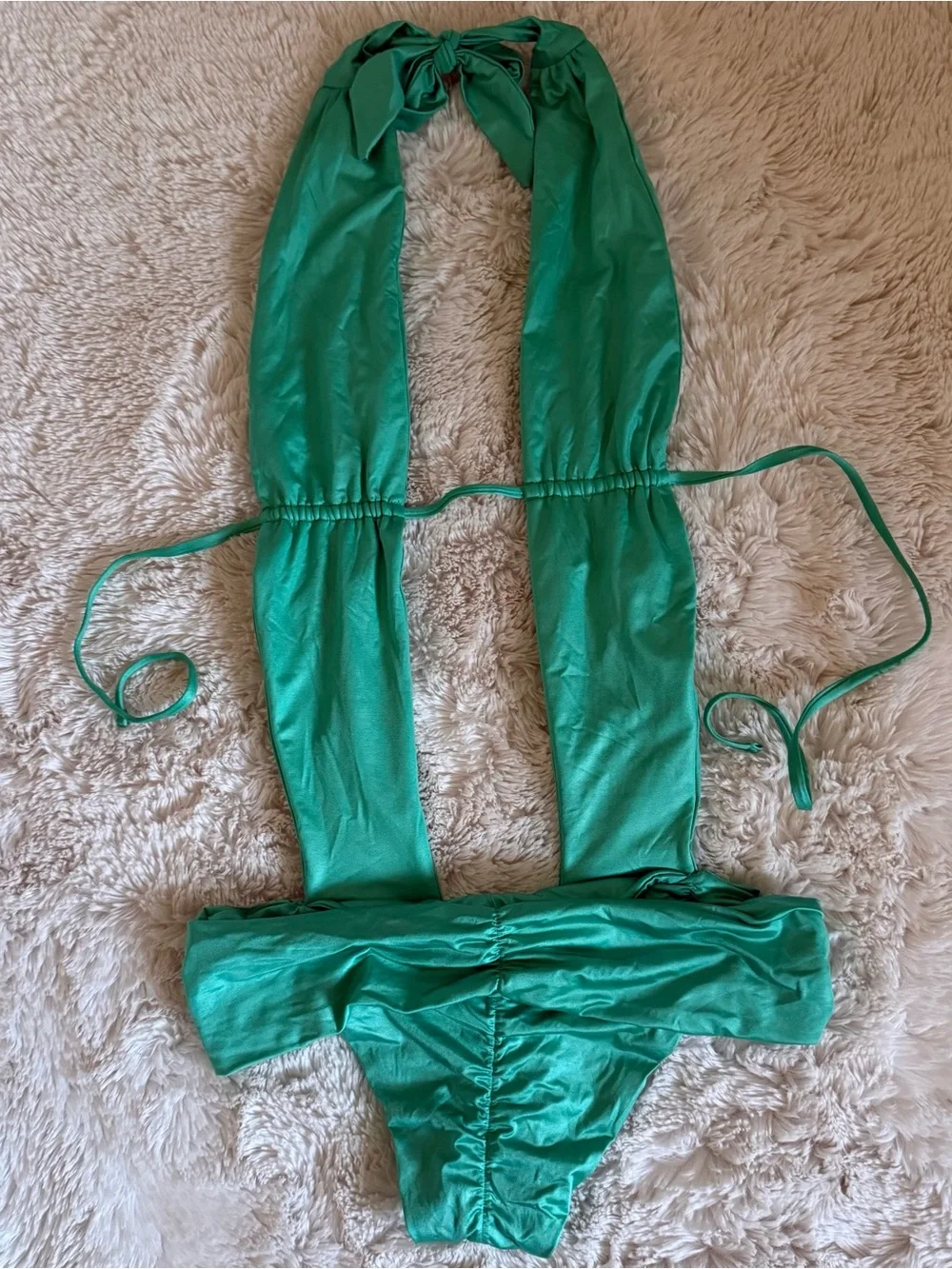 Beach Bunny Swimwear Turquoise Plunge One-Piece with Gold Ring